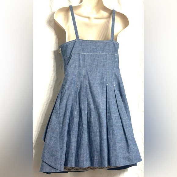 What’s good for the Goose-Anthropologie Y2K Denim A-Line, V-Neck Pleated Dress S - Picture 5 of 10